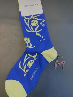 marimekko ソックス ブルー イエロー 花柄のサムネイル