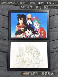 ドラゴンボール 少年悟空 集合写真 カラー 原画 イラスト A4 額付 2枚