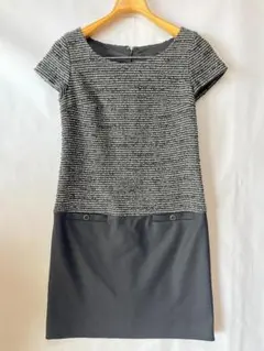 未使用 アンタイトル 定価2.5万円 切替デザイン ツイードワンピース黒サイズ2