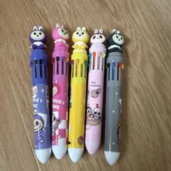 ラブブキャラクター付き 10色ボールペン 多色 文房具 まとめ売り5本セット