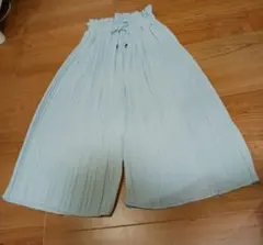 プリーツパンツ 女子　ミントグリーン　ワイドパンツ　小学生　フレアパンツ