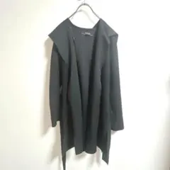 ZARA BASIC フード付きコート　スエード調羽織り　黒