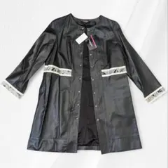 【未使用】LEONARD レオナール 高級 ラムレザー コート ブラック ４２