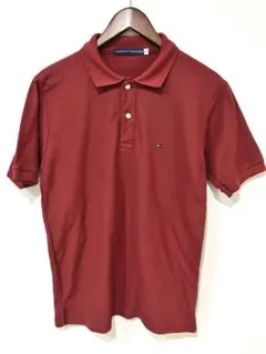 【TOMMY HILFIGER】ポロシャツ Mサイズ くすみRED 上品カラー