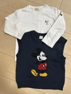110センチ　プティマイン　ミッキーロンTニットベストセット