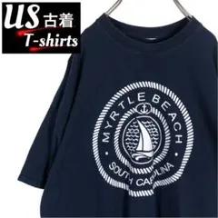 Q47,古着 マートルビーチ ビッグTシャツ スーベニア アメリカン ネイビー