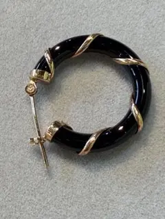 K18 オニキス　フープ　ピアス　片耳