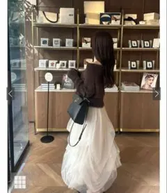 GRL オフショルシャギーニットトップス×チュールスカート[ru1201]