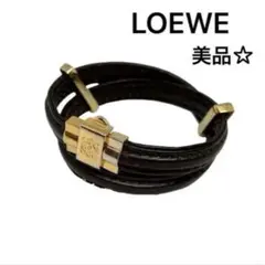 LOEWE 希少☆ブレスレット レザー アナグラム ブラウン お洒落 高級のサムネイル