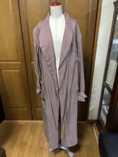 美品】ヴィンテージ風 キルティングガウン ルームウェア 幾何学模様 