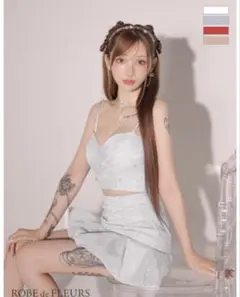 ROBE de FLEURS ホワイトミニキャバドレス Sサイズ