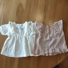 80 フリル刺繍トップス 2枚セット