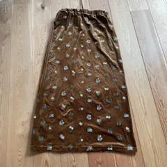 ☆お値下げ☆刺繍入りブラウンベルベットタイトスカート