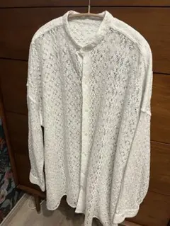 ホワイト コットンレース長袖シャツのサムネイル