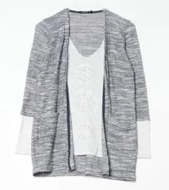 *Desigual デシグアル*レイヤードトップスカットソーカーディガン*美品