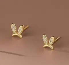 うさ耳ピアス ゴールド シルバー925 ラビット アレルギー対応 P-118G