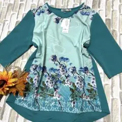 お買い得商品　新品　 花柄 五分袖 Tシャツ　半袖カットソー　婦人服