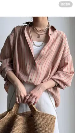 DOUDOU ストライプ柄 長袖シャツ ベージュのサムネイル