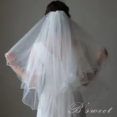 ホワイト パール付き ウェディングベール