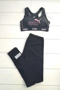 ML 【トップス新品✨】ピンク×グレー PUMA プーマ ヨガウェア 上下セット