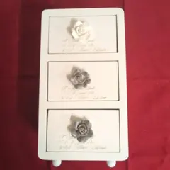 ホワイト 木製 アクセサリーケース 3引き出し