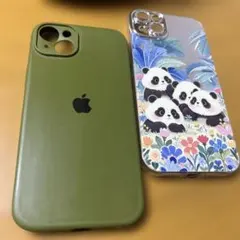 iPhone 14 Plusケース 2個セット シリコン&パンダ花柄クリアケース