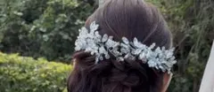結婚式 ヘッドドレス シルバー フラワー ヘアアクセサリー ブライダル