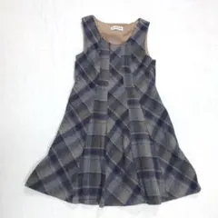 ホコモモラ チェック柄 ノースリーブ ワンピース サイズ40