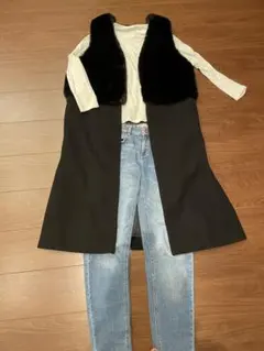 ファー付きベスト