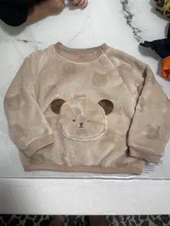 クマ刺繍 ベージュ トレーナー 95cm