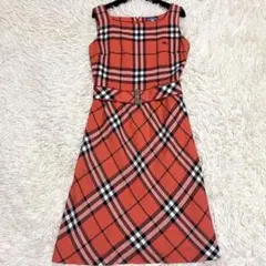 【美品✨】バーバリー ブルーレーベル メガチェック リネン混 ワンピース 38
