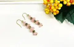 天然石 ローズクォーツ ピアス 人気