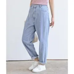 【新品】r.p.s パールビジューマムパンツ　サックス