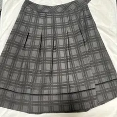 COMME CA ISM グレー チェック プリーツスカート M