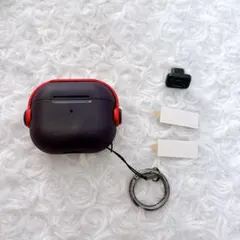 AirPods 3 ケース 第3世代 専用カバー カラビナ付き ワインレッド