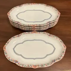 たち吉　花柄楕円形　銘々皿　セット ５枚