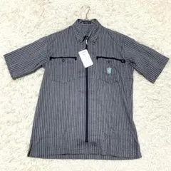 【新品】GS.SPORTS 條紋設計 拉鍊襯衫 灰色 L