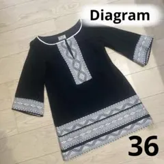 Diagram 幾何学模様の黒い五分袖チュニック　　36 ダイアグラムのサムネイル