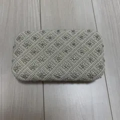 アイボリー ビーズ刺繍 クラッチバッグ 結婚式 お呼ばれ