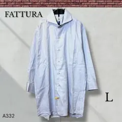 【ファットゥーラ】 ストライプ 長袖シャツ スリムフィット ビジネス 就活 L