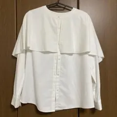 GU ホワイト フリル付き長袖シャツ S