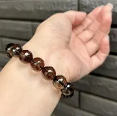 天然石　高品質　スモーキークォーツ　茶水晶　ファセットカット　ブレスレット947