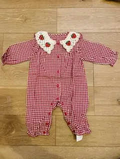 【新品】amber mimi ギンガムチェックいちごロンパース 70cm