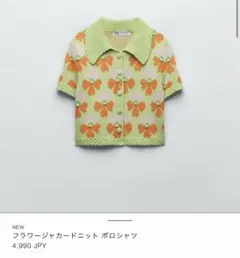 ZARA フラワーモチーフ　半袖ニット