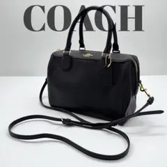【美品】コーチ　COACH　ショルダーバッグ 2way ミニボストン　ブラック