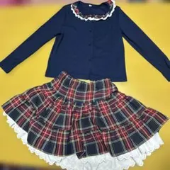 ネイビー・チェック フリルスカートセット130