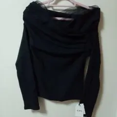 【未使用、タグ付き】GRL、チュールドッキングドレープオフショルダートップス