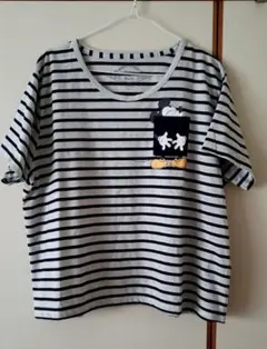Disney Mickey & Minnie ボーダー 半袖Tシャツ 3L