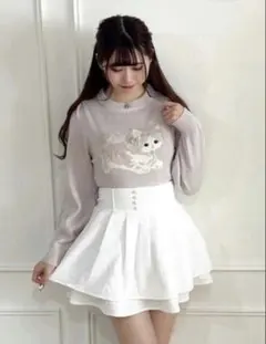 evelyn ツイードダブルフレアSK ホワイト 白