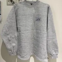 Lee グレー ロゴ刺繍 クルーネック スウェット